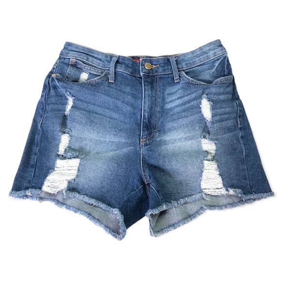 Jennifer Lopez High Rise Distressed Denim Shorts - Picture 1 of 4